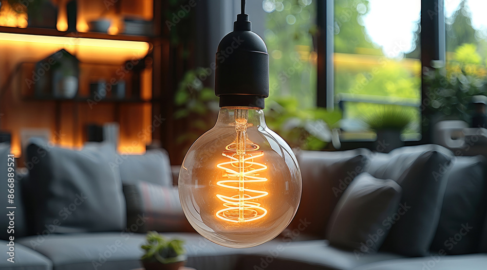 Aufkleber A smart light bulb with a minimalist approach, featuring a clean and understated design that integrates seamlessly into any home decor. Generative AI.