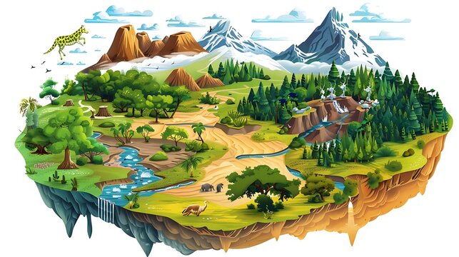 Visual aid on Terrestrial Biomes detailing characteristics of major biomes like tundra desert tropical rainforest and temperate grassland with maps and climate diagrams
