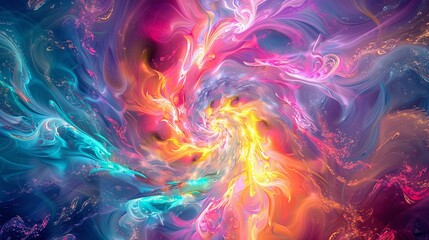 Vivid, Colorful Abstract Swirl, Digital Art Background or Texture