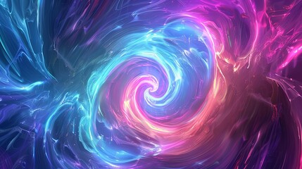 Vivid Abstract Swirl. Neon Blue and Pink Energy Background