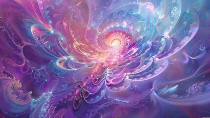 Obraz premium Abstract Purple Swirl. Digital art featuring a mesmerizing vortex of purple, blue, and pink hues, ideal for backgrounds related to fantasy, dreams, and otherworldly concepts.