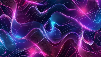 Fototapeta premium Abstract background with flowing neon lines and curves. Futuristic, technology, and energy concept. Ideal for digital art, backgrounds, and wallpapers.
