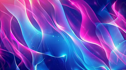 Fototapeta premium Abstract Background of Neon Blue and Pink Glowing Wavy Lines, Ideal for Technology, Music, or Futuristic Designs