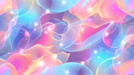 Abstract, colorful, and vibrant holographic iridescent background with pastel colors. Ideal for fantasy, dream, magic, and surreal design concepts