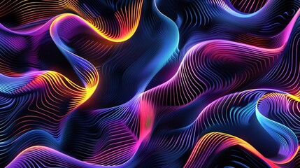 Obraz premium Vivid abstract background with colorful, flowing lines and a futuristic, digital art style. Perfect for technology, music, or modern design projects.