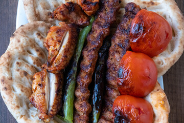chicken wings, yufka and local turkish kebab	