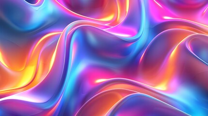 Fototapeta premium Abstract Colorful Fluid Waves Background. Vibrant holographic iridescent texture with flowing liquid paint effect. Perfect for modern design, digital art, and creative projects.