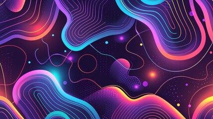 Vivid Neon Abstract Background.  A Futuristic and Modern Design with Flowing Lines and Shapes
