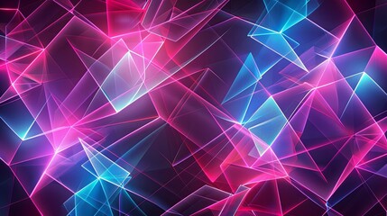 Fototapeta premium Abstract background with glowing neon pink and blue geometric shapes. Perfect for technology, gaming, music, or futuristic designs.