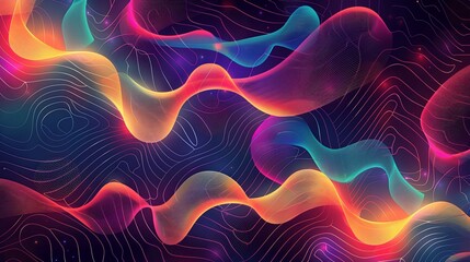 Fototapeta premium Vivid Abstract Background. Colorful Waves, Lines, and Swirls in Neon Hues, Perfect for Digital Art, Wallpapers, and Modern Designs