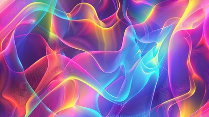 Obraz premium Abstract vibrant rainbow colored background with flowing lines and swirls. Perfect for design projects related to art, music, energy, and the digital world.