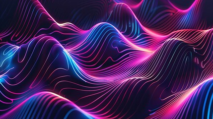 Fototapeta premium Abstract Flowing Neon Lines Background. Vibrant Pink and Blue Waves