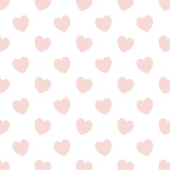Repeating pattern of red hearts on a white background