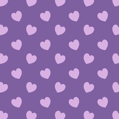 Repeating pattern with purple hearts on a purple background
