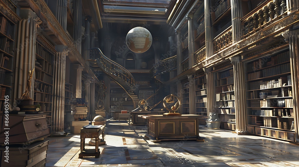 Wall mural explore ancient library of alexandria where scholars like archimedes and euclid developed foundation