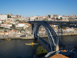 Dom Luis Bridge spawning between Vila Nova de Gaia and Oporto over Douro river