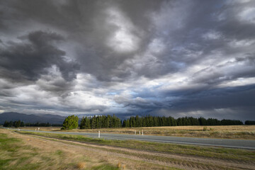 storm clouds over the field