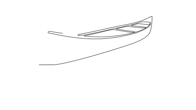 Animated self drawing of canoe video design illustration. Sea transportation themes design concept with simple linear style. Sea transportation involve moving goods and people across body of water.