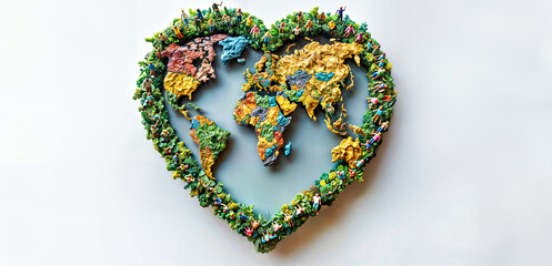 Earth In Heart Shape And People Worldwide For World Population Day July 11 Observing Global Trends