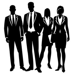 business people silhouette vector art illustration