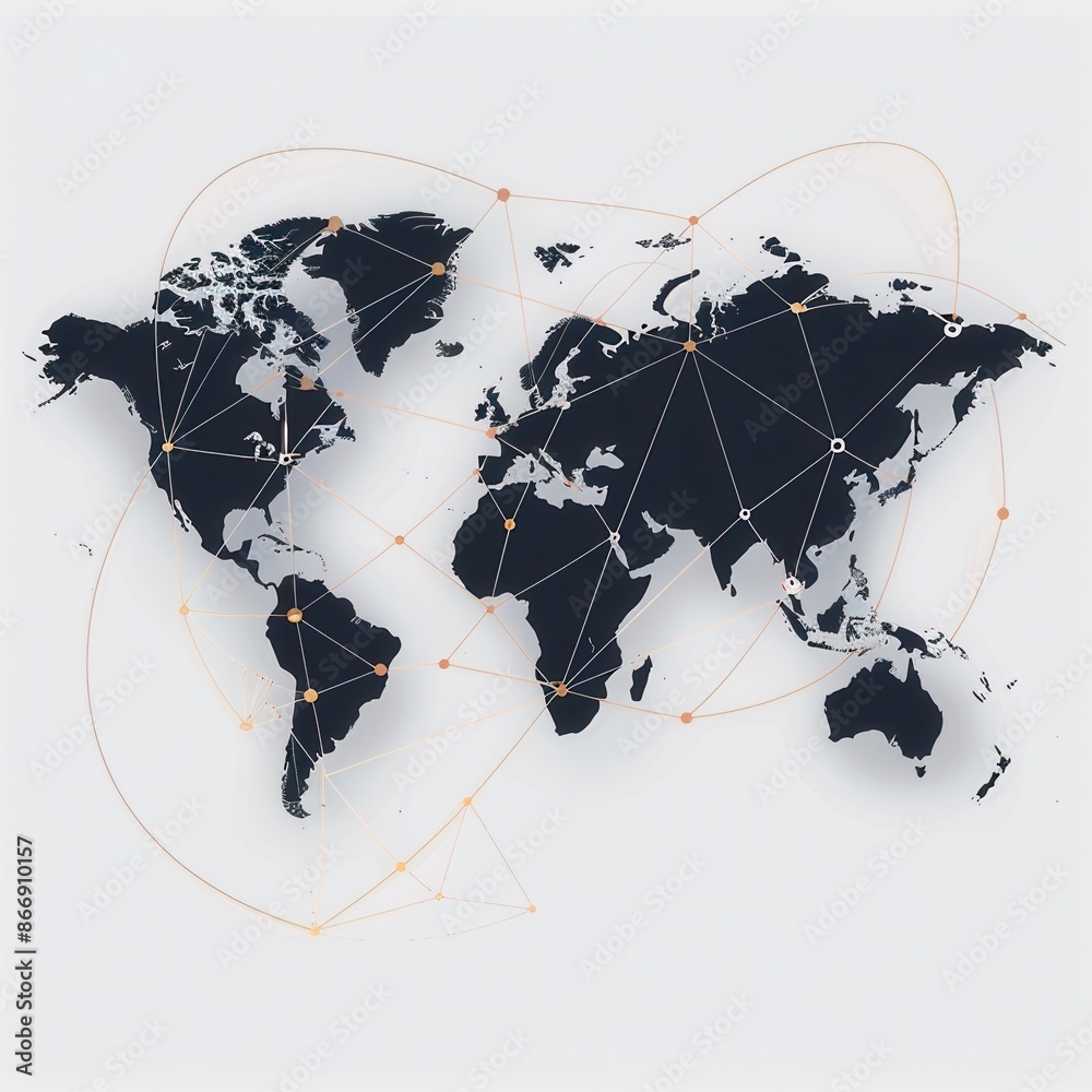 Leinwandbilder a simplified world map illustration with highlighted routes in a minimalist style. perfect for trave