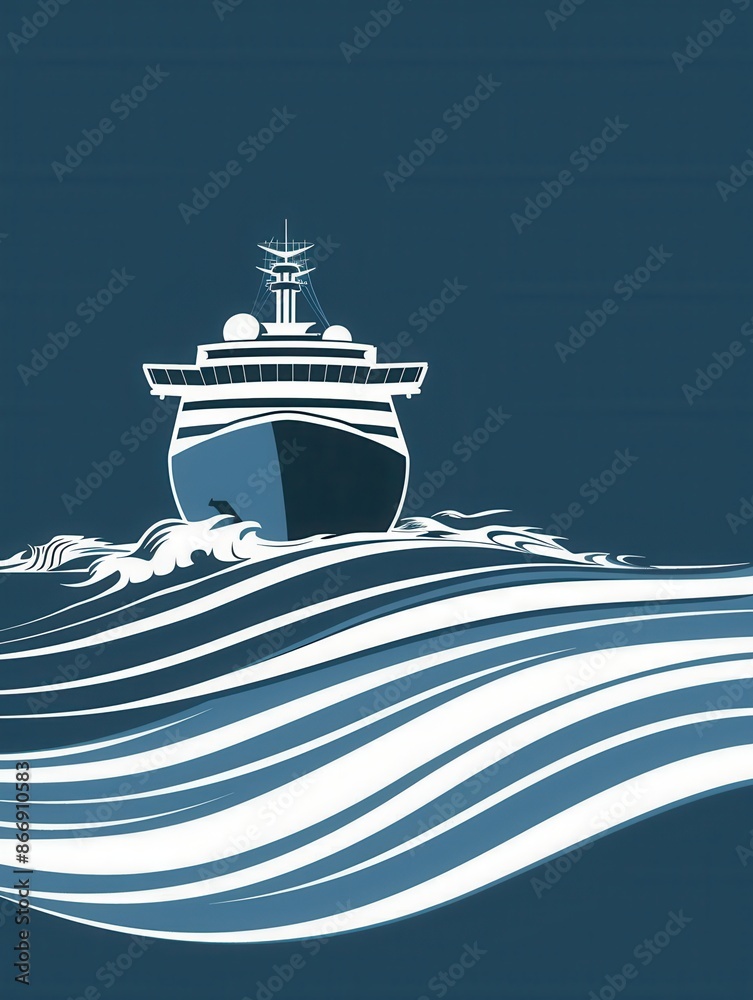 Poster a minimalist and elegant image featuring the silhouette of a sailboat on the ocean waves. perfect fo