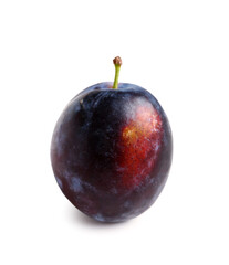Ripe plum on white background