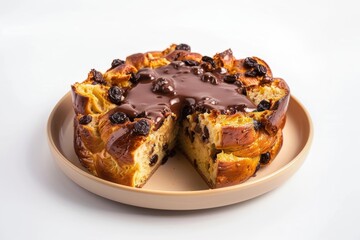 Delightful Homemade Challah Bread Pudding with Chocolate and Raisins
