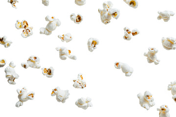 Popcorn kernels scattered isolated on transparent background