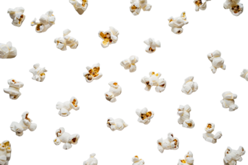 Popcorn kernels scattered isolated on transparent background