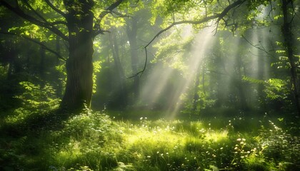 Obraz premium morning in the forest woods