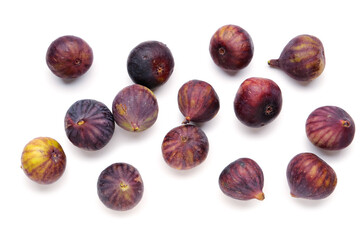Fresh ripe figs on white background