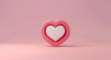 Pink Heart Shaped Icon on Pastel Background