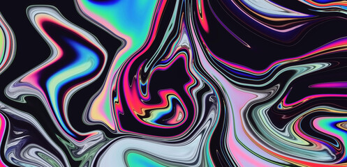 Psychedelic abstract background with neon curved acid stains.