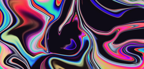 Psychedelic abstract background with neon curved acid stains.