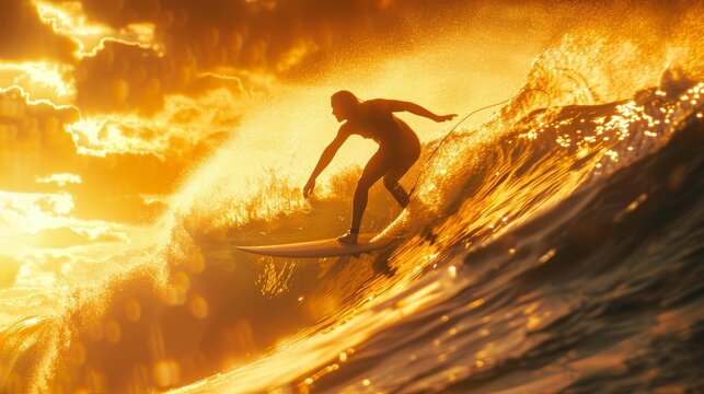 Surfer Silhouette Performing Stylish Maneuver at Sunset - Perfect for Posters and Cards