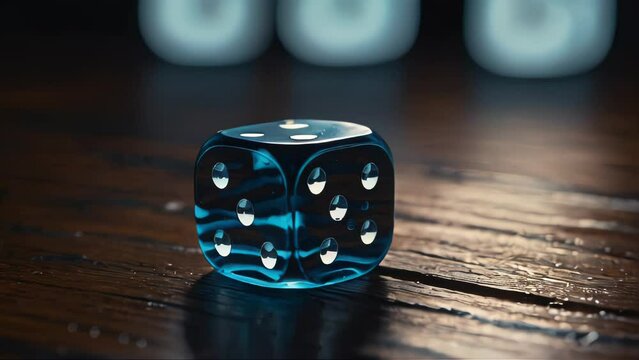 Craps dice rolled on casino gambling table felt