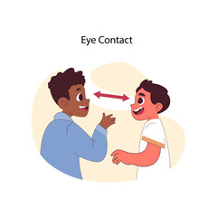Eye contact concept. Two cheerful boys connect through direct gaze
