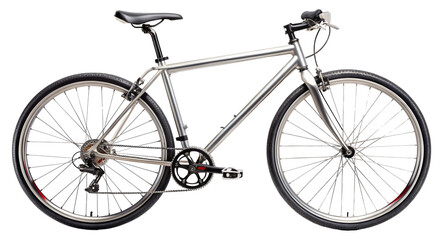 Naklejka premium Modern silver bicycle with black seat isolated on transparent background