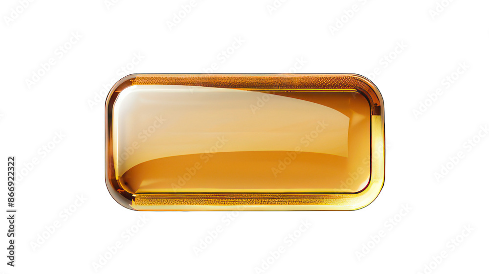 Poster rectangle fluid gold button isolated on white created with generative ai