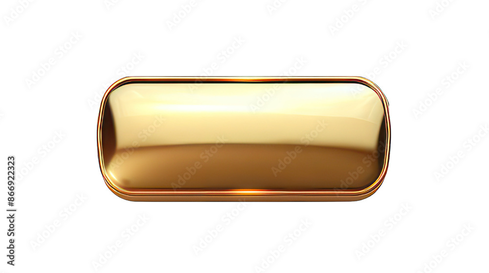 Poster rectangle fluid gold button isolated on white created with generative ai