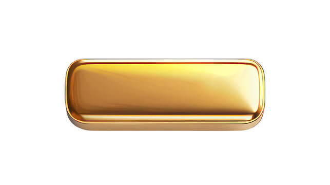 Rectangle fluid gold button isolated on white created with Generative AI