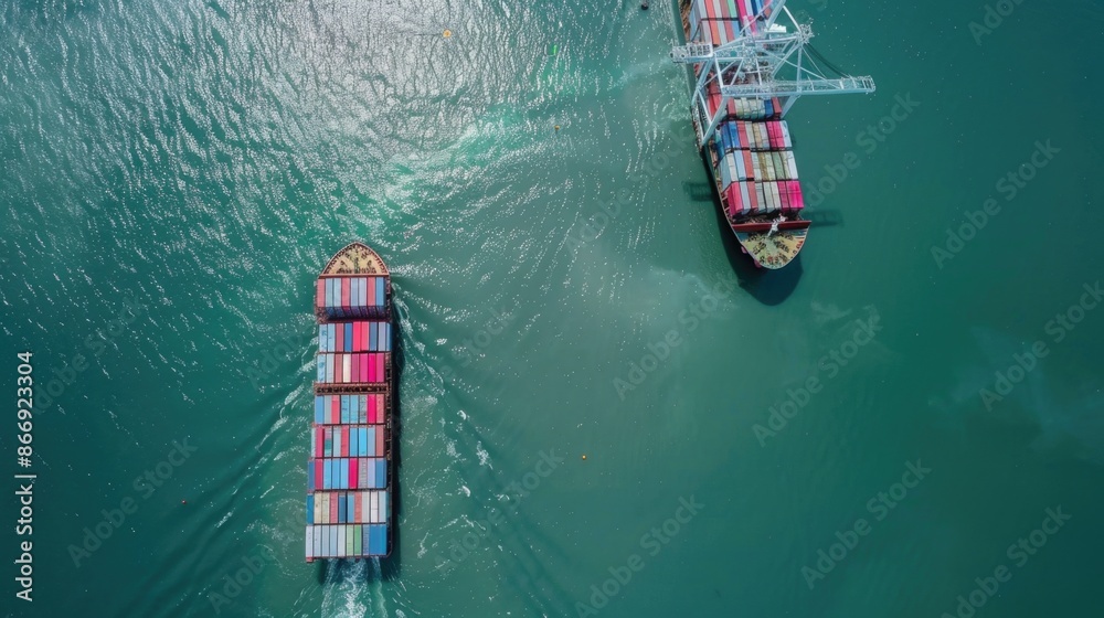 Sticker boats on calm water