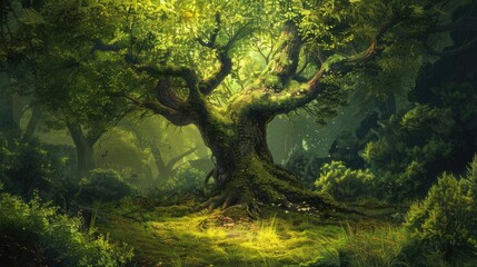 Obraz premium Tree within a verdant forest