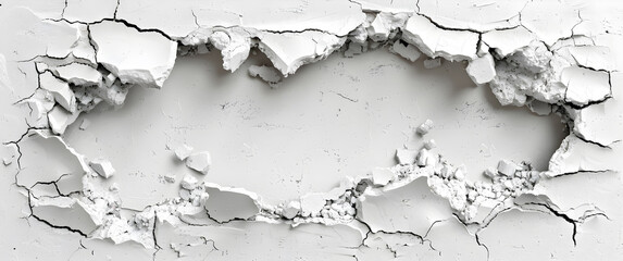 Obraz premium A large hole in a wall with a white background