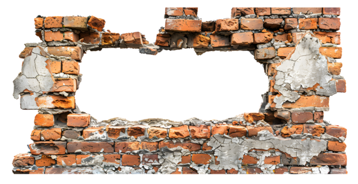 A brick wall with a hole in it