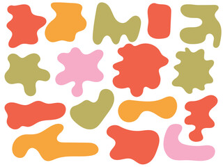 Hand drawn multicolored psychedelic retro textbox for social media. Trendy graphic template of curved frame. groovy style 