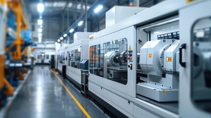 Machining center Located in a high-tech factory. Generative AI.