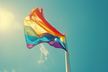 Fototapeta premium Rainbow flag in the sky