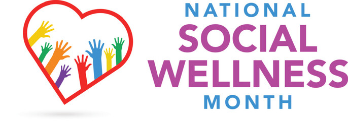 National Social Work Month. People and heart. Card, banners, posters, social media and more. White background.
